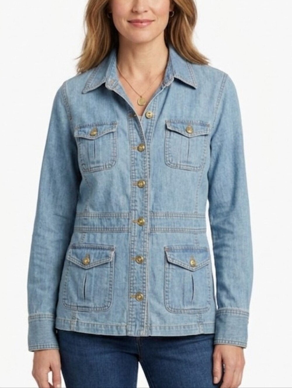 CHAPS DENIM LIGHTWEIGHT JACKET WITH FOUR POCKETS SIZE MEDIUM